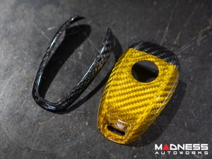 Alfa Romeo Giulia Key Fob Cover - Carbon Fiber - Yellow Candy Main/ Black Accents Alfa Romeo Giulia Key Fob Cover - Carbon Fiber - Yellow Candy Main/ Black Accents